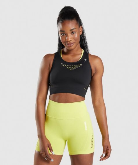 Przycięte Topy Gymshark Energy Seamless Damskie Czarne | PL 029OIQ